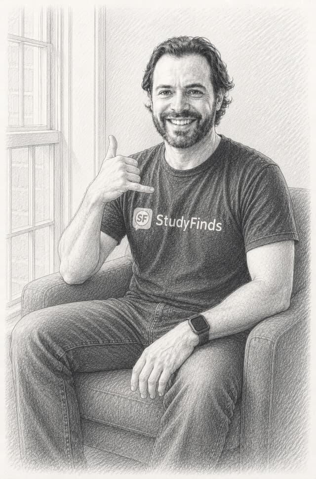 Pencil sketch of Steve Fink making a call-me gesture